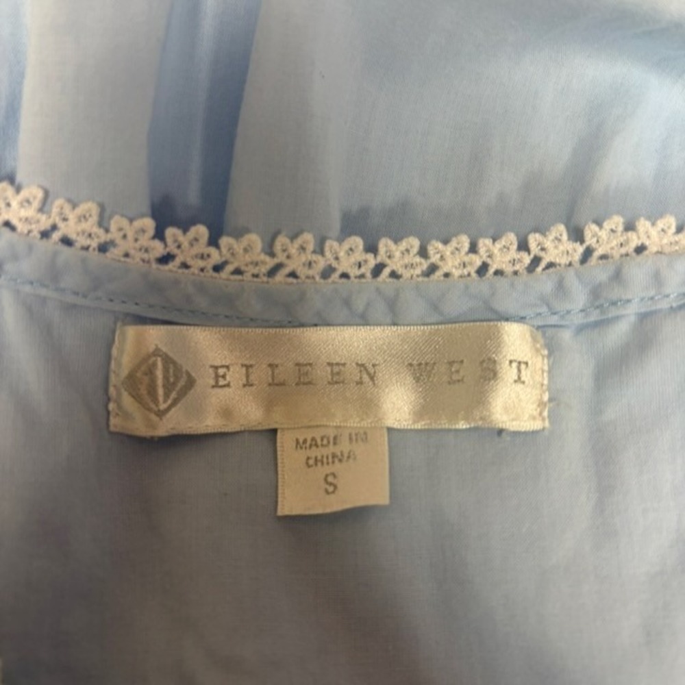 Eileen West Womens Cotton Ballet Nightgown Blue Lace Trim Cottagecore S Prairie - Picture 7 of 9